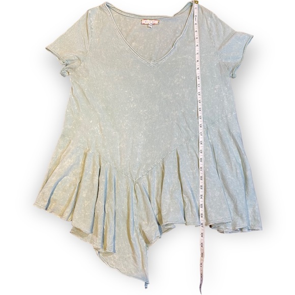 2for$30 ANTHROPOLOGIE Turquoise Tie Dye Distressed Peplum T-Shirt Size Medium - Picture 7 of 10